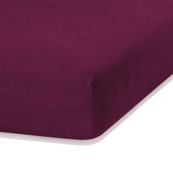 Lenzuolo con angoli bordeaux scuro per letto matrimoniale Siesta, 180/200 x 200 cm Ruby - AmeliaHome-image-1