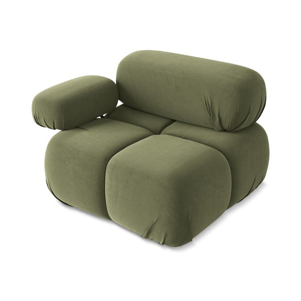 Parte divano componibile verde chiaro (con penisola a sinistra) con rivestimento in velluto Lokua – Makamii-image-3