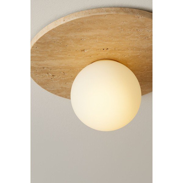 Plafoniera beige in pietra con paralume in vetro ø 12 cm Hilde – Opviq lights-image-4