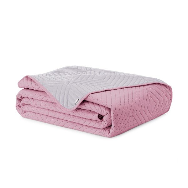 Copriletto rosa/grigio chiaro in microfibra con rivestimento trapuntato 240x260 cm Softa – Restilo