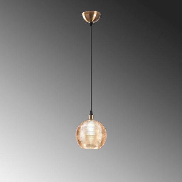 Lampadario in giallo ocra/dorato con paralume in vetro ø 15 cm Muzo – Opviq lights-image-4