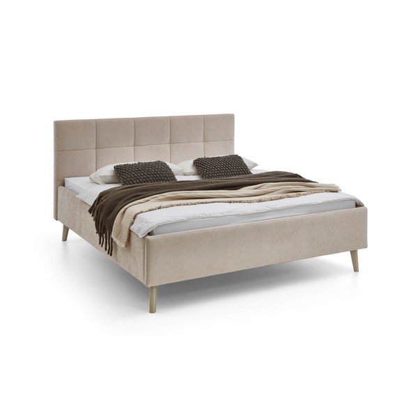 Letto matrimoniale imbottito beige con contenitore con rete inclusa 180x200 cm Nova – Meise Möbel