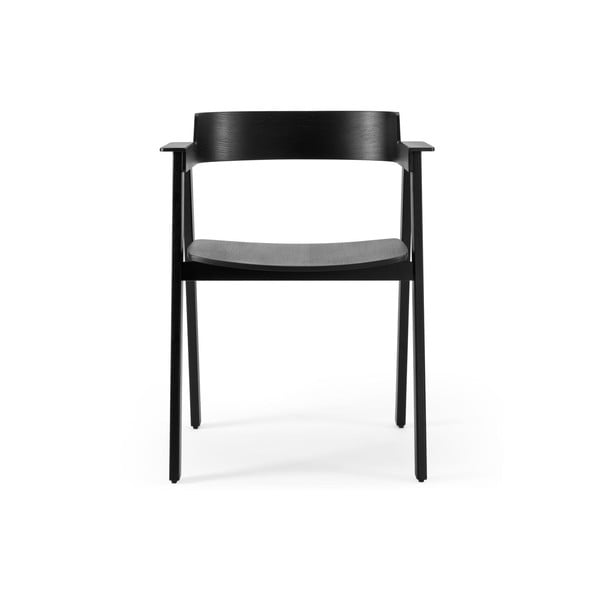 Sedia da pranzo nera in rovere massiccio con braccioli Flip – Gazzda-image-2