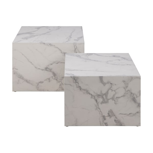 Set di tavolini bianchi effetto marmo 2 pz 58x58 cm Dice - Actona-image-4