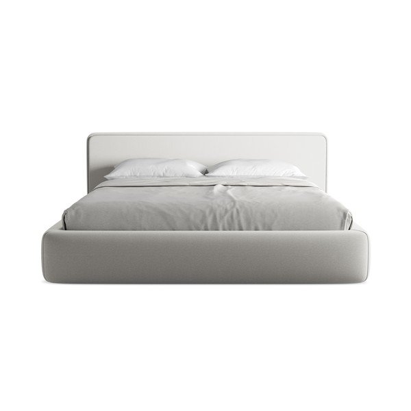 Letto matrimoniale imbottito grigio chiaro con contenitore con griglia 180x200 cm Kiana - Makamii-image-4