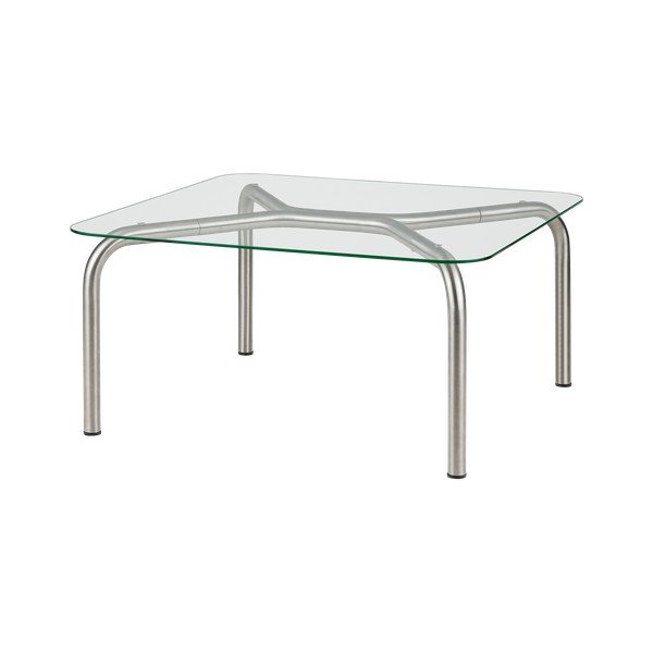 Tavolino da salotto argentato con piano in vetro 60x80 cm Uku – noo.ma