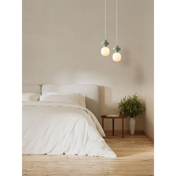 Lampadario bianco/verde chiaro in ceramica con paralume in vetro ø 18 cm Clio – Nova Luce-image-4
