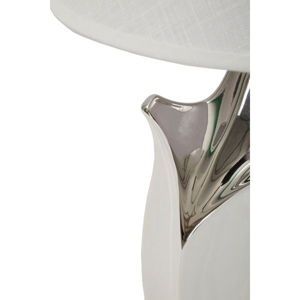 Lampada da tavolo bianca/argentata in ceramica con paralume in tessuto (altezza totale 51 cm) Shiney – Mauro Ferretti-image-2
