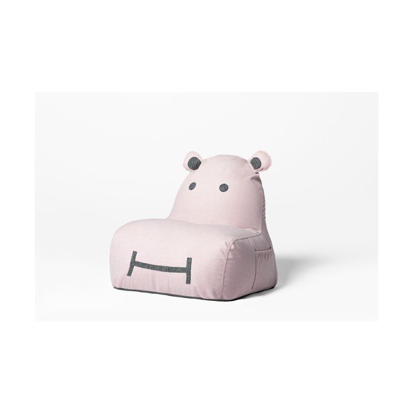 Pouf a sacco per bambini rosa chiaro Hippo – The Brooklyn Kids-image-1