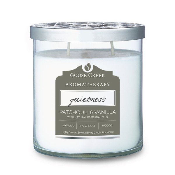 Candela profumata in scatola di vetro Patchouli & Vanilla Blossom, 60 ore di combustione - Goose Creek