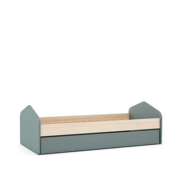 Letto da bambini estraibile di colore naturale/verde polveroso con effetto pino con contenitore con rete inclusa 90x200 cm Estefania – Marckeric-image-3