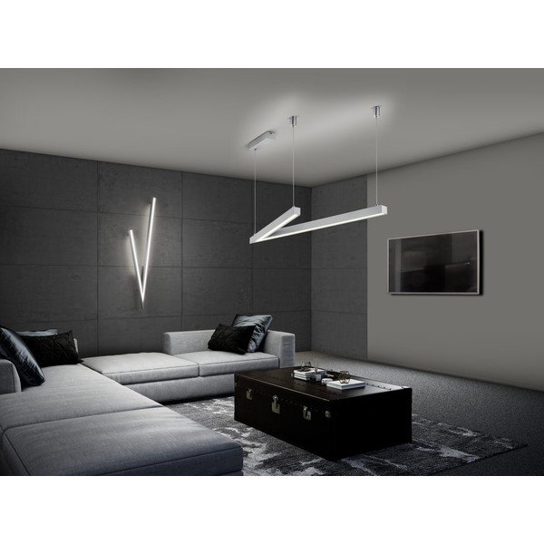 Apparecchio da soffitto a LED grigio con controllo vocale/app mobile con paralume in metallo 35x127,5 cm Cicanto - CINQUE-image-1