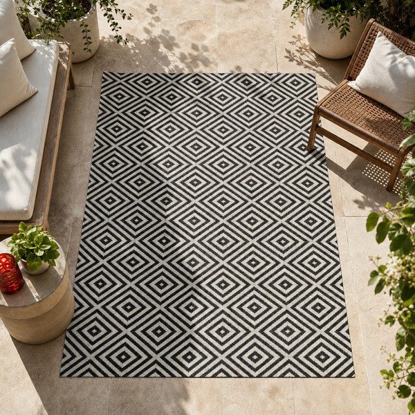 Tappeto da esterno bianco e nero , 80 x 200 cm Karo - NORTHRUGS-image-1