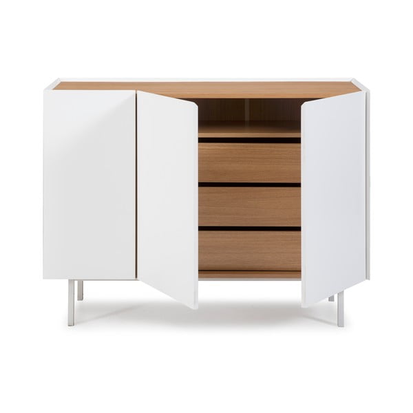 Cassettiera bassa bianca effetto rovere 110x85 cm Arista - Teulat-image-3