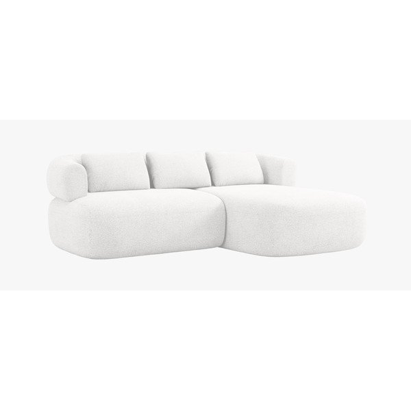 Divano angolare avorio (con penisola a destra/con chaise lounge) con rivestimento in bouclé Jenny – Micadoni 