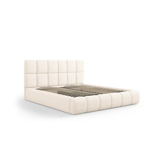 Letto beige imbottito con spazio contenitivo 160x200 cm Bellis – Micadoni Home