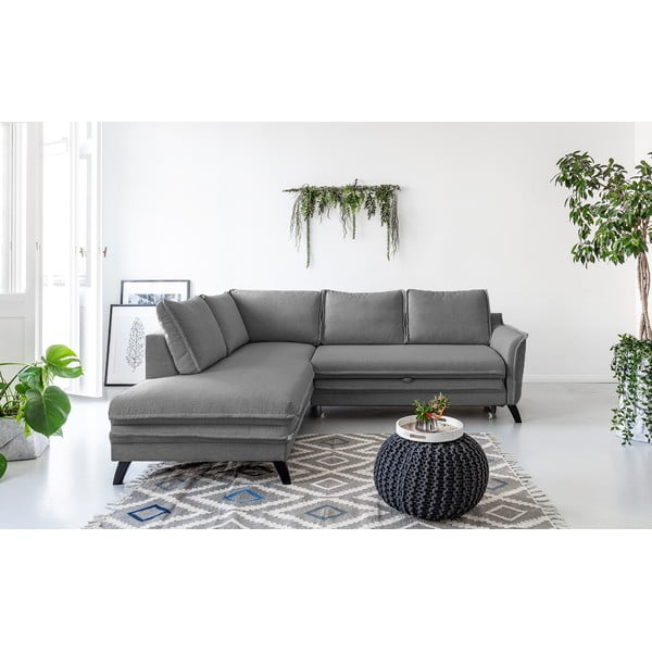 Divano letto angolare grigio L, angolo sinistro Charming Charlie - Miuform-image-1