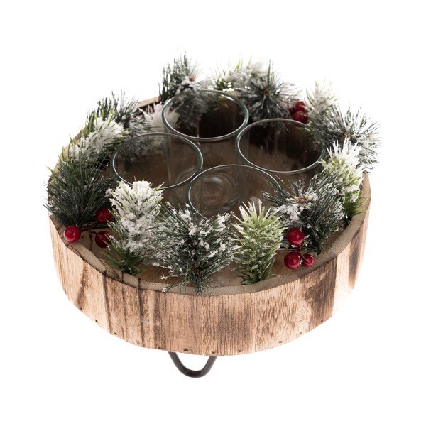 Dřevěný adventní svícen kruhový Dakls