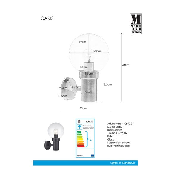 Lampada da parete nera Caris - Markslöjd-image-2