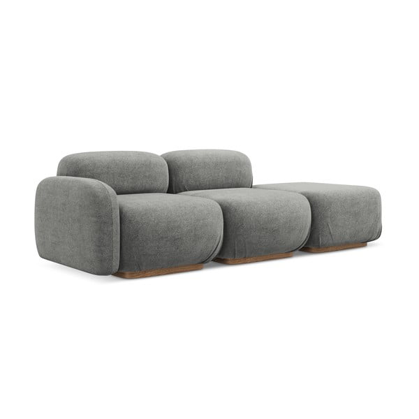 Chaise lounge componibile grigia (con penisola a destra) con rivestimento in bouclé Ailani – Makamii-image-2