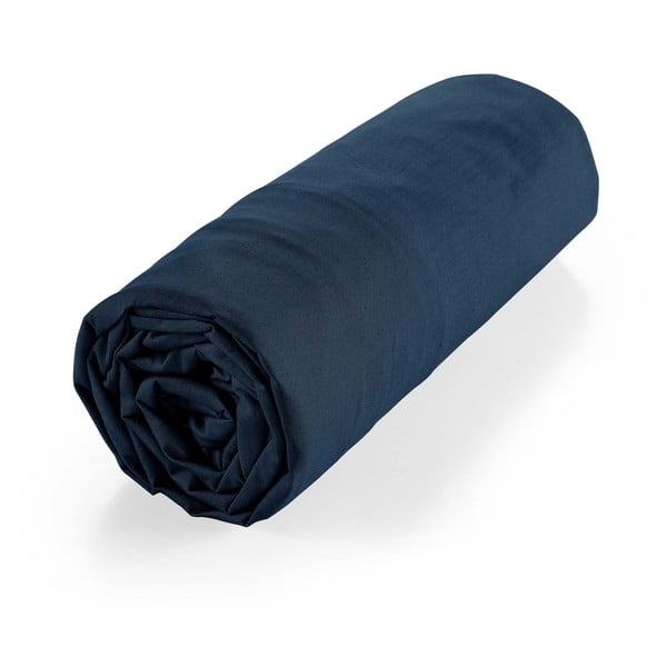 Lenzuolo elasticizzato blu scuro in cotone biologico 160x200 cm Biolina - douceur d'intérieur-image-4