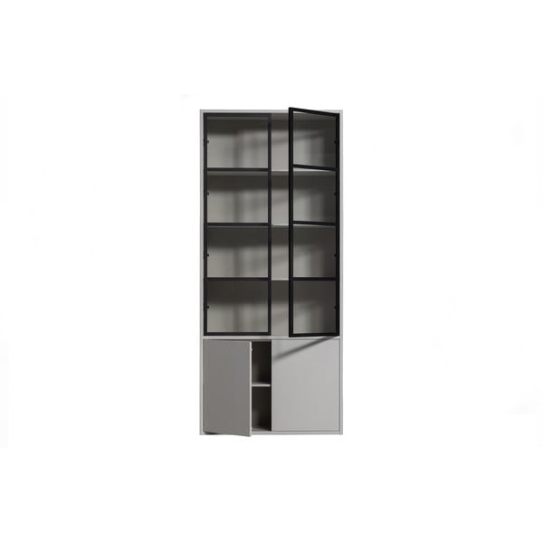 Vetrina in legno di pino grigio chiaro 101x230 cm Basic - vtwonen-image-4
