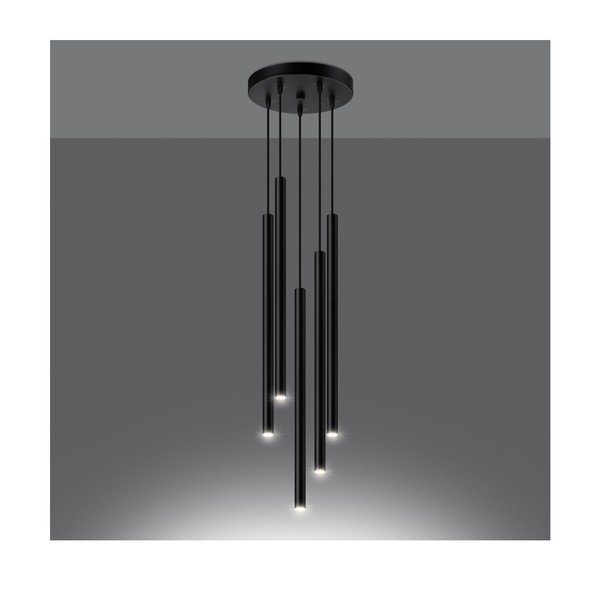 Lampadario nero in metallo ø 25 cm Fideus – Sollux-image-4
