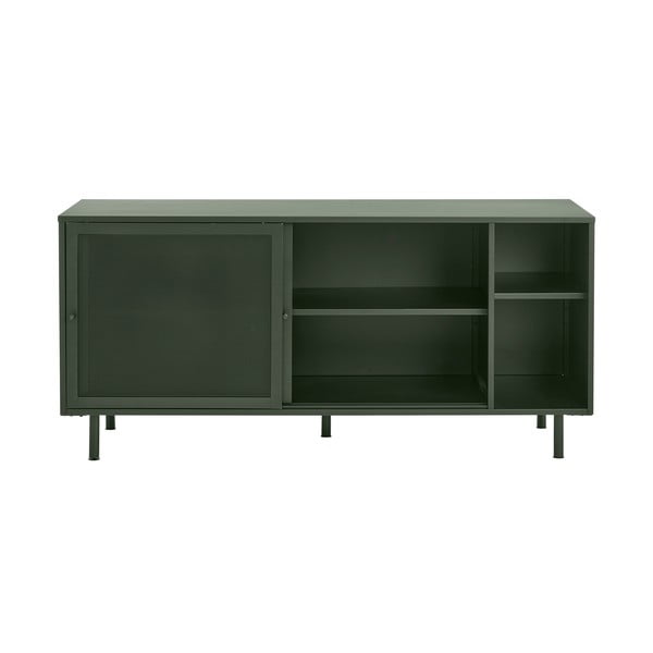 Cassettiera bassa in metallo verde scuro con ante scorrevoli 160x75 cm Veep - Unique Furniture-image-1