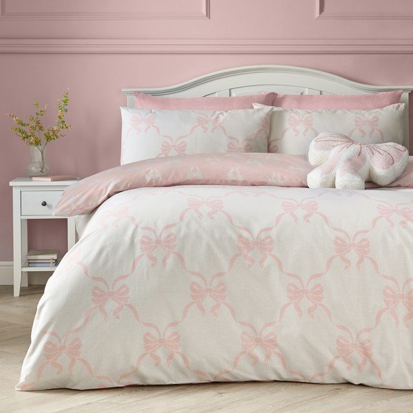 Set copripiumino e federa rosa per letto singolo 135x200 cm Pretty Bows – Catherine Lansfield-image-4