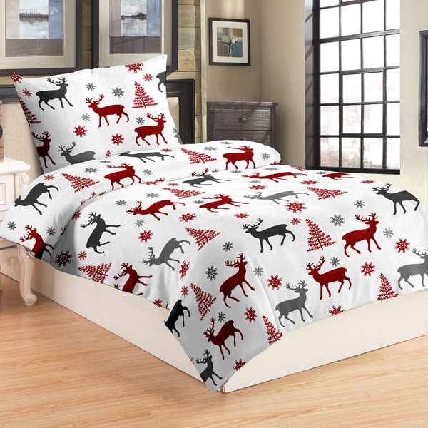 Biancheria da letto in microfelpa rossa , 140 x 200 cm Deer - My House