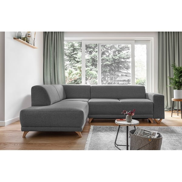 Divano angolare grigio allungabile e con contenitore (penisola a sinistra/a L) Classy Sophie – Miuform-image-1