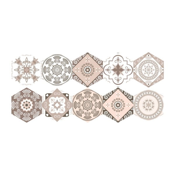 Set di 10 adesivi per pavimenti Esagoni adesivi per pavimenti, 40 x 90 cm Cornalina - Ambiance