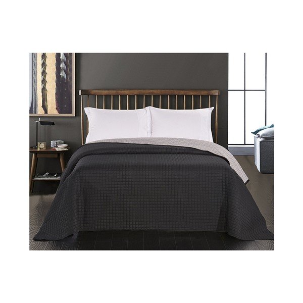 Copriletto in microfibra double-face nero e grigio Paul, 220 x 240 cm - DecoKing-image-2