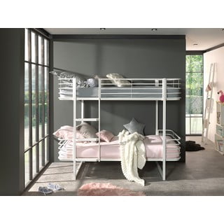 Letto da bambini a castello bianco in metallo con rete inclusa 90x200 cm Oscar – Vipack