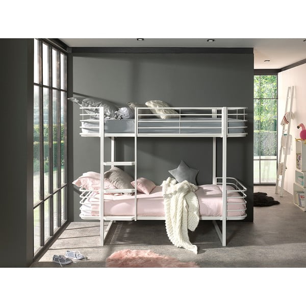 Letto da bambini a castello bianco in metallo con rete inclusa 90x200 cm Oscar – Vipack-image-1