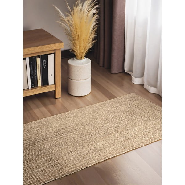 Passatoia colore naturale chiaro in iuta reversibile e tessuta a mano 80x200 cm Sharmila Natural White – Hanse Home-image-1