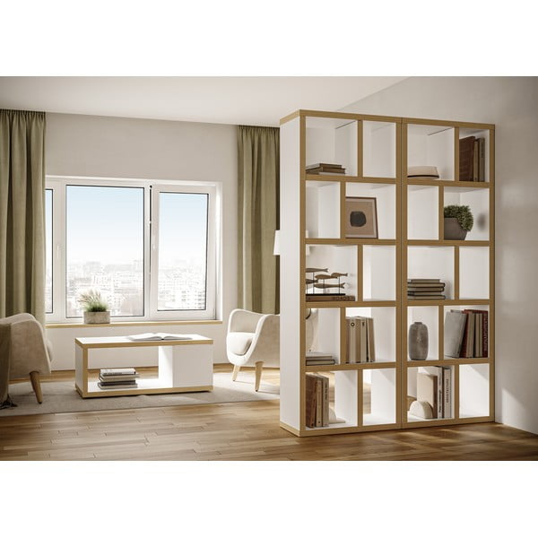 Libreria bianca con bordo in legno 70x198 cm Berlin - TemaHome-image-4