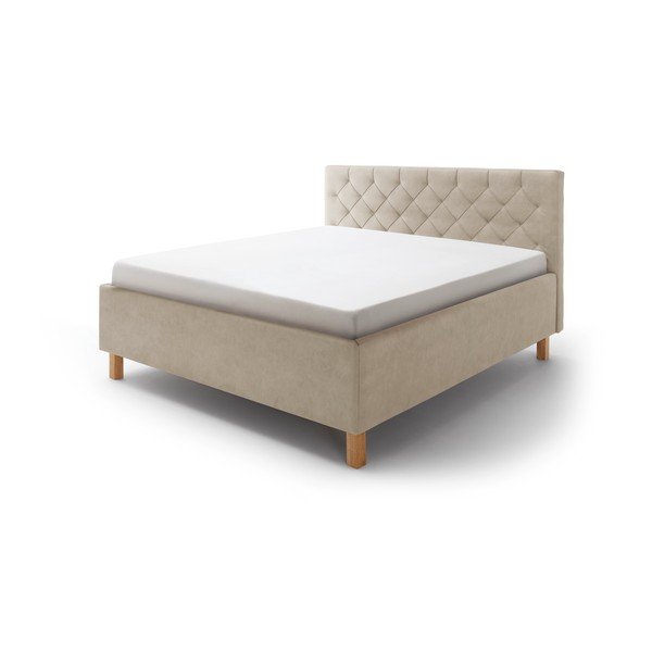 Letto matrimoniale imbottito beige con contenitore con rete inclusa 160x200 cm San Remo – Meise Möbel