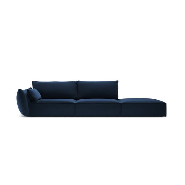 Divano blu scuro con penisola a sinistra con rivestimento in velluto 264 cm Vanda – Mazzini Sofas