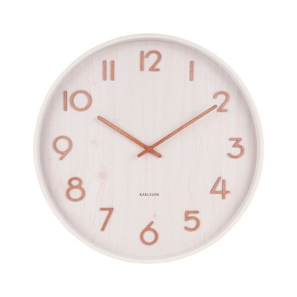 Orologio da parete in legno di tiglio bianco Medium, ø 40 cm Pure - Karlsson