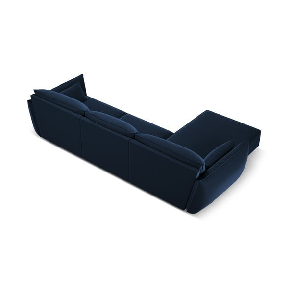 Divano angolare blu scuro (con penisola a sinistra/con chaise lounge) con rivestimento in velluto Vanda – Mazzini Sofas-image-3