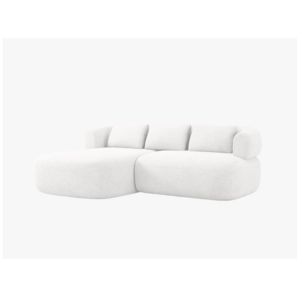 Divano angolare avorio (con penisola a sinistra/con chaise lounge) con rivestimento in bouclé Jenny – Micadoni 