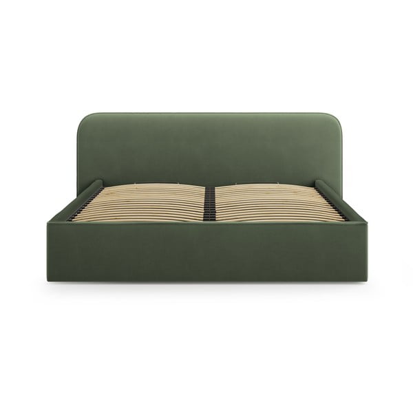 Letto matrimoniale imbottito verde con contenitore e rete inclusi 160x200 cm Elizabeth – Micadoni -image-3