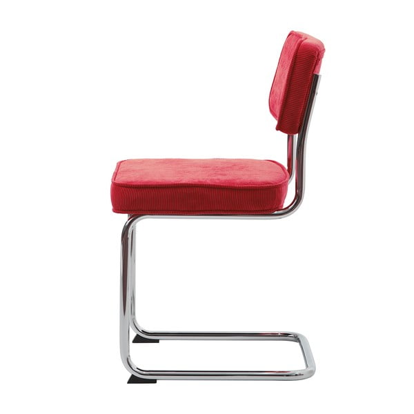 Sedia da pranzo in velluto a coste rosso Rupert - Unique Furniture-image-4