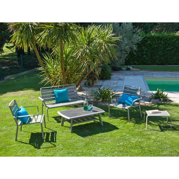 Set da giardino in alluminio grigio per 4 persone Spring - Ezeis-image-3