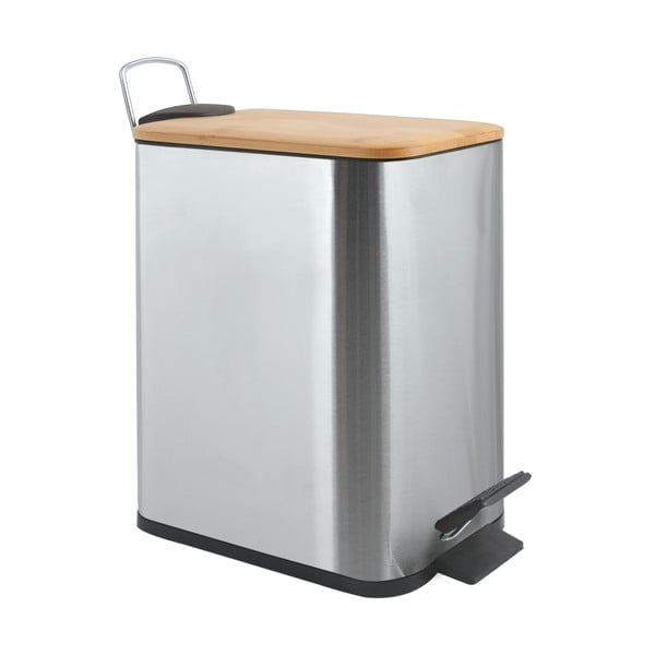 Cestino per la spazzatura color argento opaco in acciaio con pedale 5 l   Erik – Spirella