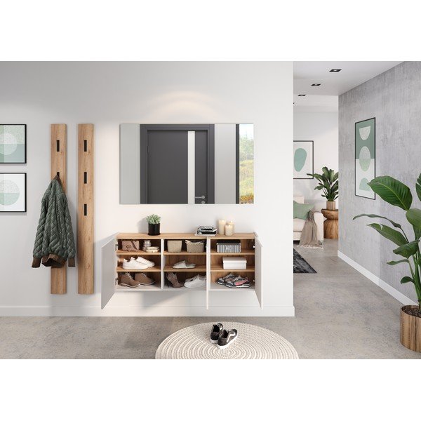 Armadietto color crema con effetto rovere da appendere 138x52x25 cm Libbiano – Germania-image-4