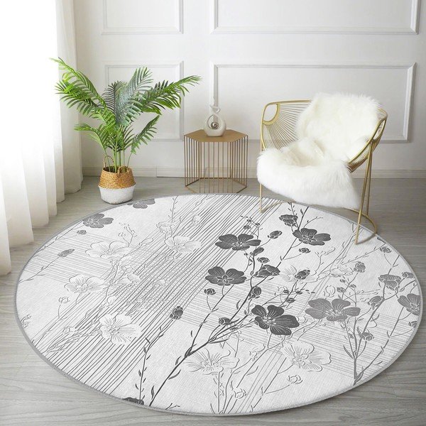 Tappeto rotondo lavabile grigio adatto a robot aspirapolvere ø 80 cm Comfort - Mila Home-image-1