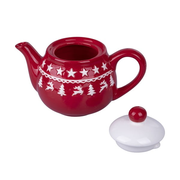 Teiera in ceramica natalizia rossa e bianca 520 ml Xmas - VDE Tivoli 1996