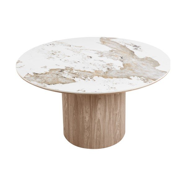 Tavolo da pranzo rotondo con piano effetto marmo ø 140 cm Athens – House Nordic-image-2